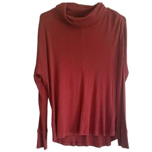 Sanctuary Top Red Waffle Knit Womens M Sweater Minimalistic Turtleneck Pullover